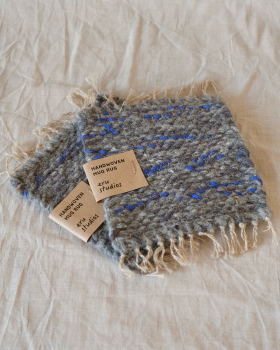 mug rug - grey/cobalt