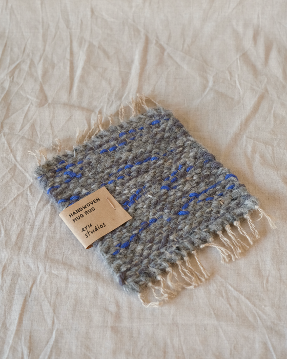 mug rug - grey/cobalt
