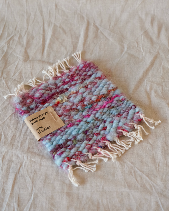 mug rug - blue/pink