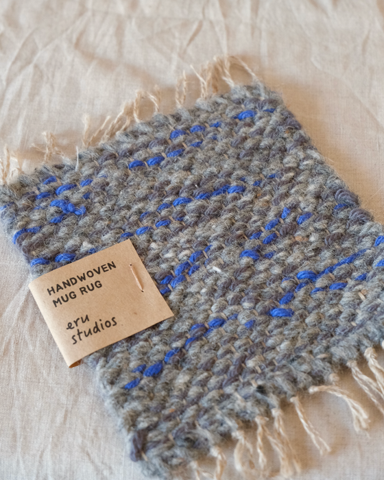 mug rug - grey/cobalt
