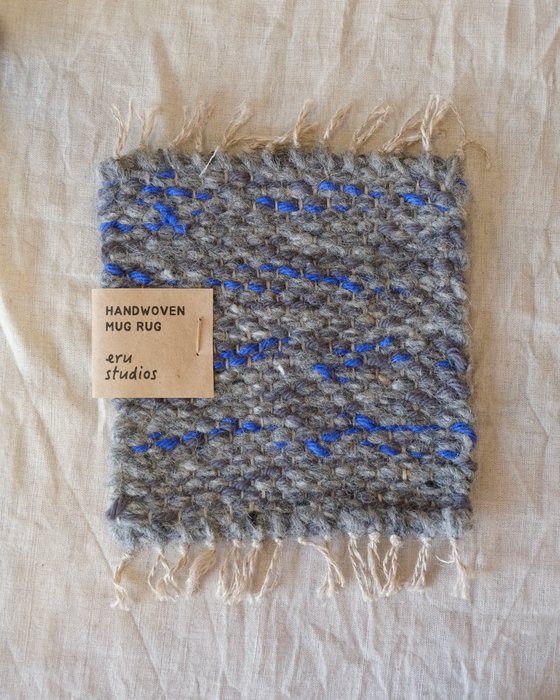 mug rug - grey/cobalt