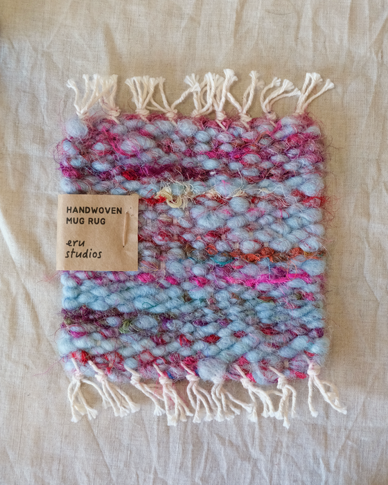 mug rug - blue/pink