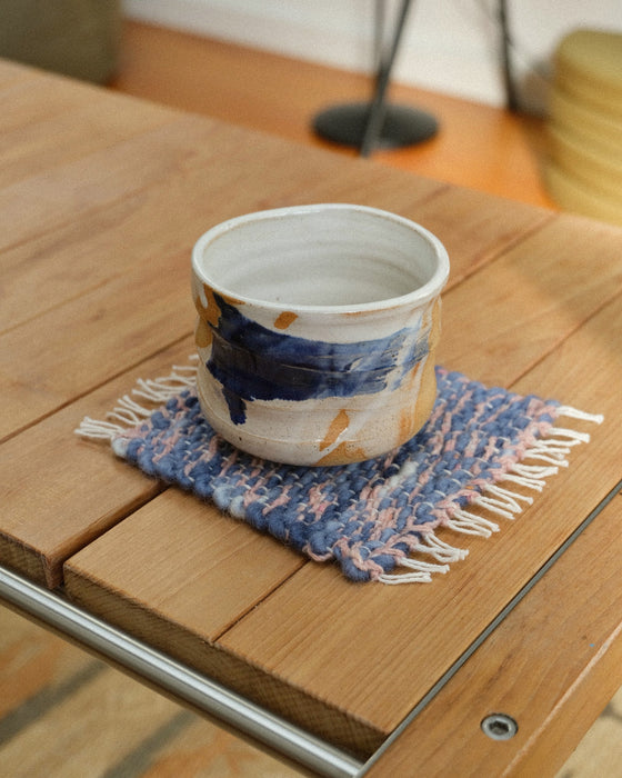 mug rug - indigo/pink