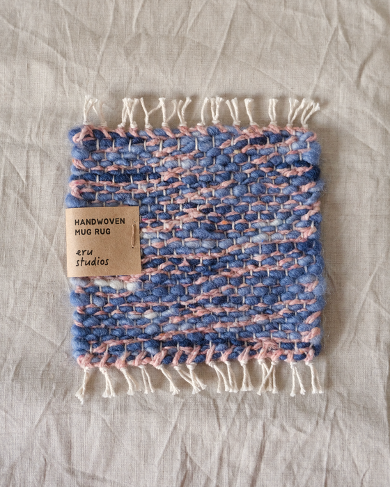 mug rug - indigo/pink