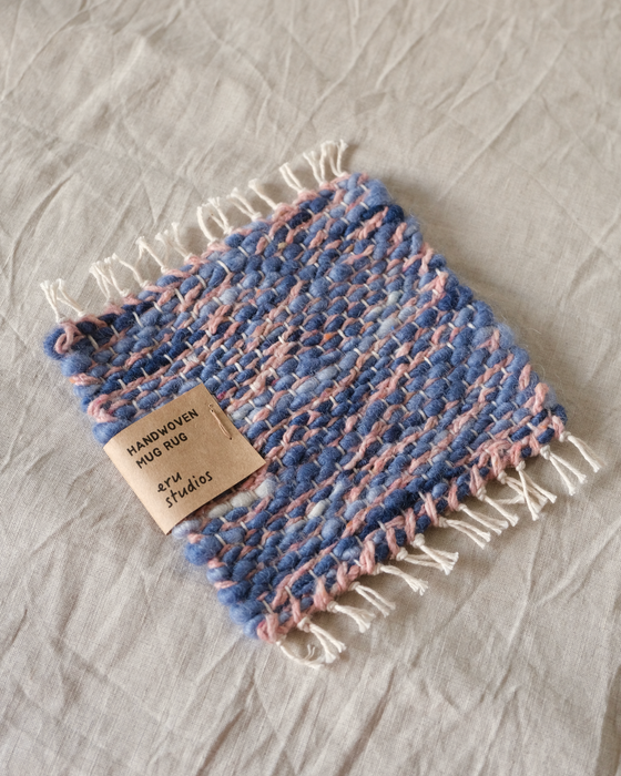 mug rug - indigo/pink
